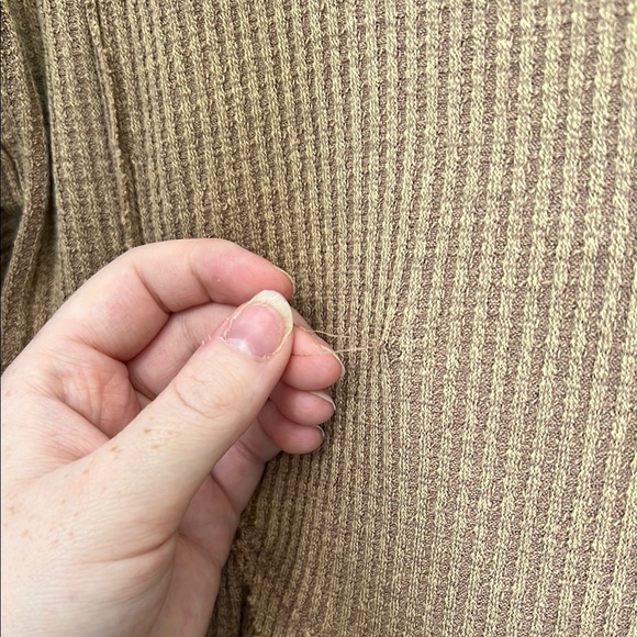 We the Free Waffle Knit Shirt Tan Peplum Knit Top XS - Picture 9 of 10